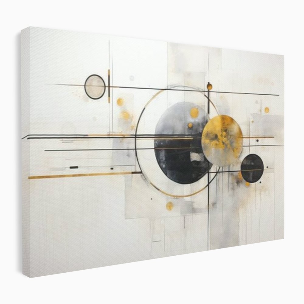 Tablou canvas cu pictura abstracta cu forme geometrice, fara rama, pe sasiu de lemn